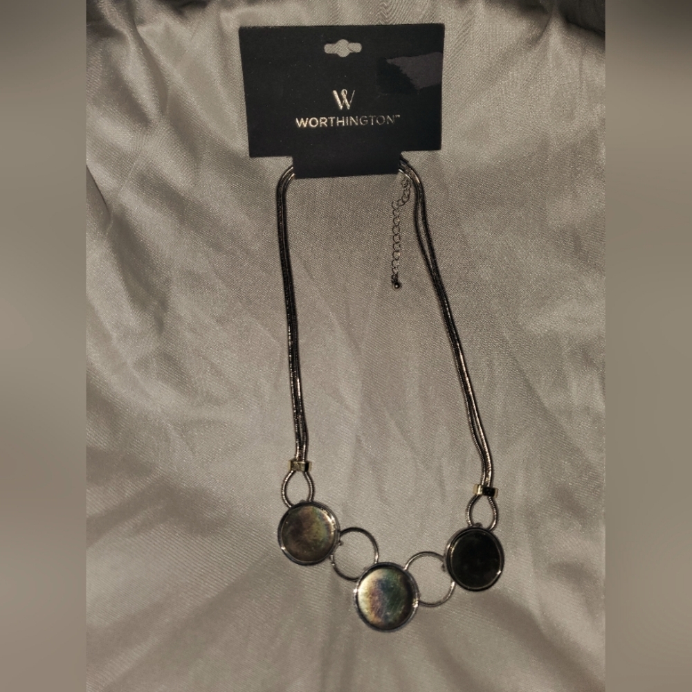Worthington Silver Necklace with Black Accents